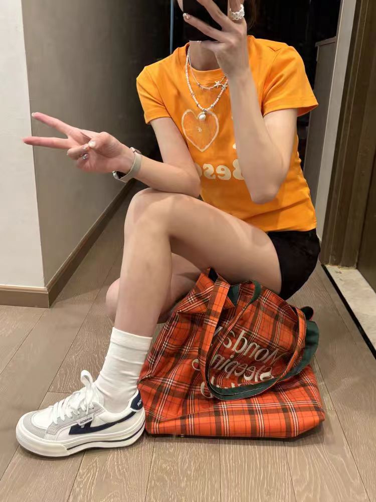 Summer Women's Slim Fit Short Sleeve T-Shirt with Shoulder Love Fruit Letter Print - Versatile Y2K Style Top Summer Women's Slim Fit Short Sleeve T-Shirt with Shoulder Love Fruit Letter Print - Versatile Y2K Style Top