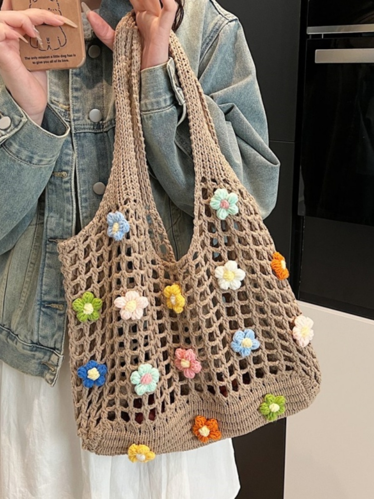 Summer Woven Hollow Underarm Bag for Women - 2025 Yarn Flower Knitted Large Capacity Shoulder Tote Summer Woven Hollow Underarm Bag for Women - 2025 Yarn Flower Knitted Large Capacity Shoulder Tote