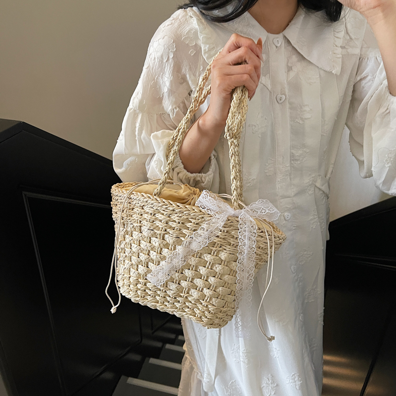 Summer Woven Straw Beach Bag for Women - 2025 Vacation Shoulder Tote, Island Style Vegetable Basket Bag Summer Woven Straw Beach Bag for Women - 2025 Vacation Shoulder Tote, Island Style Vegetable Basket Bag