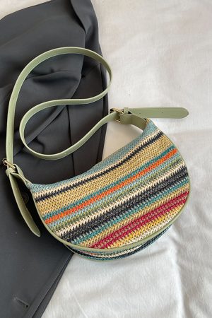 Summer Woven Straw Dumpling Bag for Women - Brown Crossbody Phone Bag, Perfect for Beach Vacations 2025
