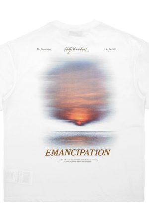 Sunset American Street Short Sleeve Pure Cotton T-Shirt for Couples - Trendy 90s Inspired Fashion