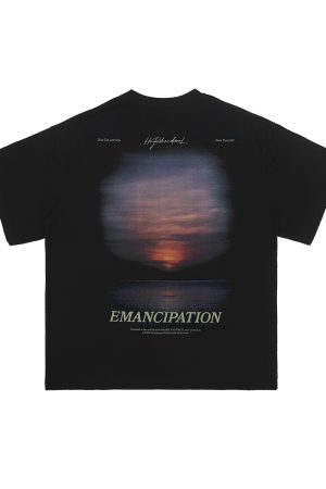 Sunset American Street Short Sleeve Pure Cotton T-Shirt for Couples - Trendy 90s Inspired Fashion