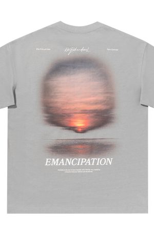 Sunset American Street Short Sleeve Pure Cotton T-Shirt for Couples - Trendy 90s Inspired Fashion