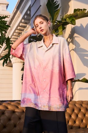 Sunset Impression Cuba Short Sleeve Shirt | Harsh and Cruel Style, Casual Wear, Vacation Fashion, Trendy Summer Top