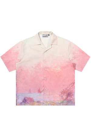 Sunset Impression Cuba Short Sleeve Shirt | Harsh and Cruel Style, Casual Wear, Vacation Fashion, Trendy Summer Top
