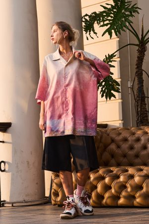 Sunset Impression Cuba Short Sleeve Shirt | Harsh and Cruel Style, Casual Wear, Vacation Fashion, Trendy Summer Top