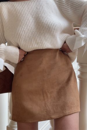 Super Versatile Handmade Retro Suede High-Waisted A-Line Half Skirt for Women - Stylish Short Skirt for Summer Fashion