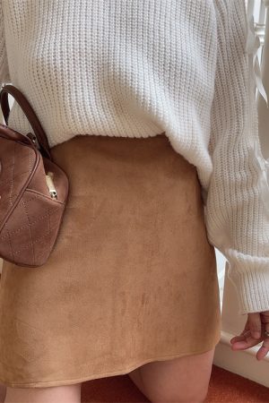 Super Versatile Handmade Retro Suede High-Waisted A-Line Half Skirt for Women - Stylish Short Skirt for Summer Fashion