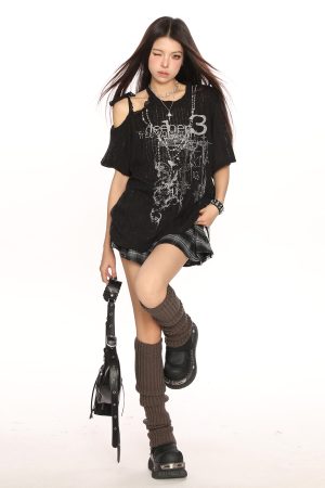 Sweet Cool Y2K Lace Off-Shoulder Short Sleeve T-Shirt for Women - Summer Loose Slimming Top in Trendy Casual Style