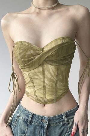 Sweet Spicy Mesh Waist-Cinching Fishbone Corset Camisole - Versatile Design Inspired by The Wizard of Oz, Y2K Fashion