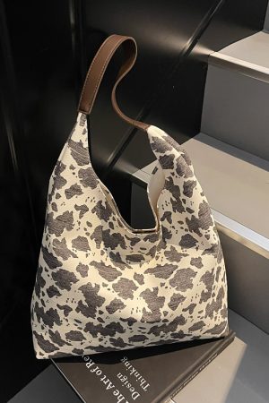 Textured Cow Print Shoulder Bag for Women - Summer 2025 Niche Underarm Tote, Versatile Commuting Style