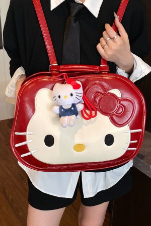 Textured Oil Wax Leather Cartoon Backpack for Women - Cute Summer 2025 Large Capacity Small Square Bag