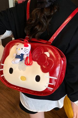 Textured Oil Wax Leather Cartoon Backpack for Women - Cute Summer 2025 Large Capacity Small Square Bag