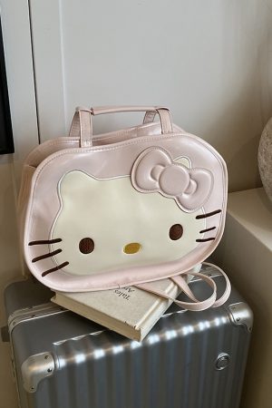 Textured Oil Wax Leather Cartoon Backpack for Women - Cute Summer 2025 Large Capacity Small Square Bag