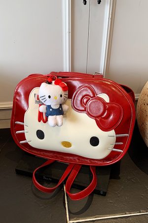 Textured Oil Wax Leather Cartoon Backpack for Women - Cute Summer 2025 Large Capacity Small Square Bag