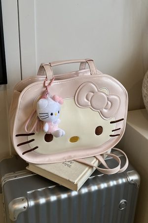 Textured Oil Wax Leather Cartoon Backpack for Women - Cute Summer 2025 Large Capacity Small Square Bag