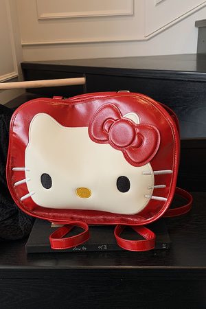 Textured Oil Wax Leather Cartoon Backpack for Women - Cute Summer 2025 Large Capacity Small Square Bag