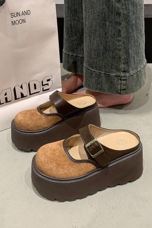 Thick-Soled Closed-Toe Slip-On Mary Jane Slippers for Women, Height Increase 8cm, Summer 2025 Outdoor Fashion Footwear