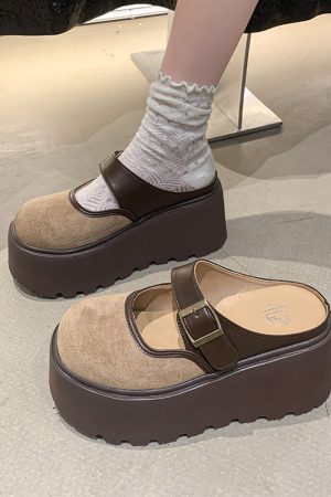 Thick-Soled Closed-Toe Slip-On Mary Jane Slippers for Women, Height Increase 8cm, Summer 2025 Outdoor Fashion Footwear