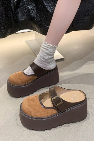Thick-Soled Closed-Toe Slip-On Mary Jane Slippers for Women, Height Increase 8cm, Summer 2025 Outdoor Fashion Footwear