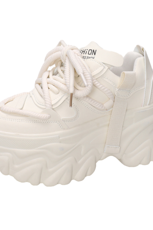 Thick-Soled Dad Shoes for Women - Casual White Sports Shoes, Height-Increasing, Lightweight, Trendy Autumn 2023 Style