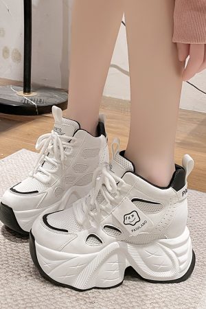 Thick-Soled European-Style Dad Shoes for Women, 2025 Spring Casual Footwear, Height-Increasing Sneakers for Petite Women