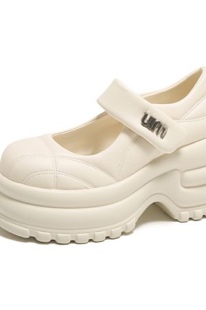 Thick-Soled Platform Mary Jane Shoes for Women - Height-Increasing Casual Velcro Sports Shoes for Spring and Autumn 2024