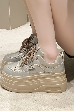 Thick-Soled Platform Shoes for Petite Women | Height-Increasing Casual Sports Shoes | Versatile Spring & Autumn Style 2024
