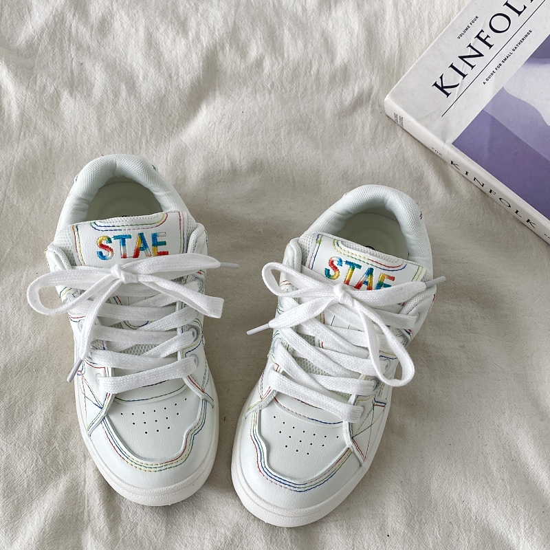 Thick-Soled White Bread Shoes for Women - 2025 Spring Autumn Retro Sports Sneakers, Versatile Y2K Style Thick-Soled White Bread Shoes for Women - 2025 Spring Autumn Retro Sports Sneakers, Versatile Y2K Style