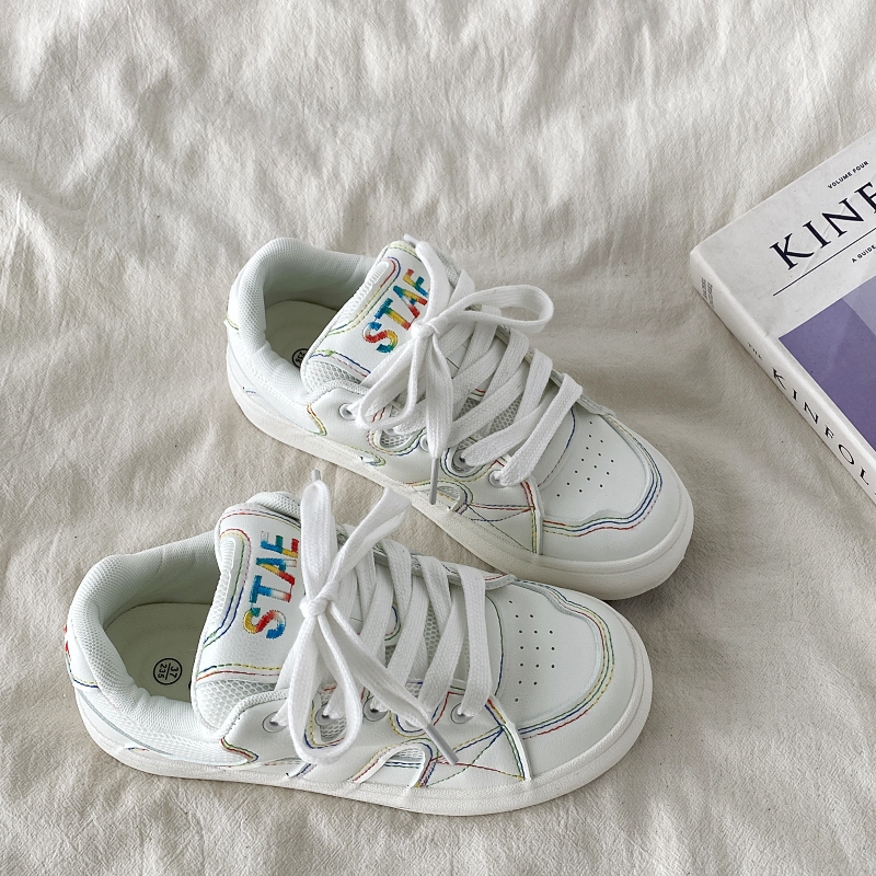 Thick-Soled White Bread Shoes for Women - 2025 Spring Autumn Retro Sports Sneakers, Versatile Y2K Style Thick-Soled White Bread Shoes for Women - 2025 Spring Autumn Retro Sports Sneakers, Versatile Y2K Style