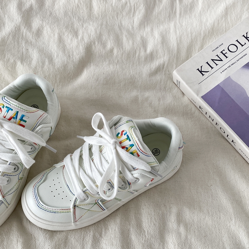 Thick-Soled White Bread Shoes for Women - 2025 Spring Autumn Retro Sports Sneakers, Versatile Y2K Style Thick-Soled White Bread Shoes for Women - 2025 Spring Autumn Retro Sports Sneakers, Versatile Y2K Style