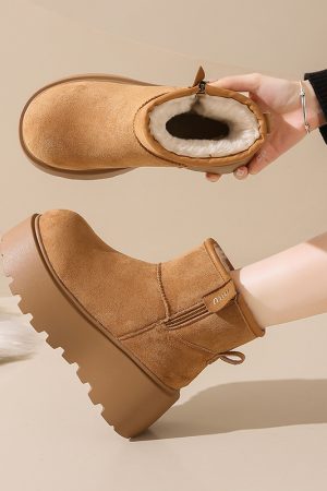 Thick-Soled Winter Snow Boots for Women, 2024 Height-Increasing Martin Boots with Plush Warm Northeastern Cotton