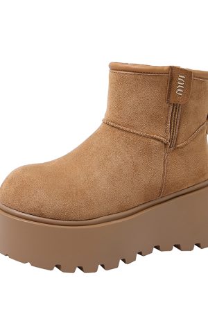 Thick-Soled Winter Snow Boots for Women, 2024 Height-Increasing Martin Boots with Plush Warm Northeastern Cotton