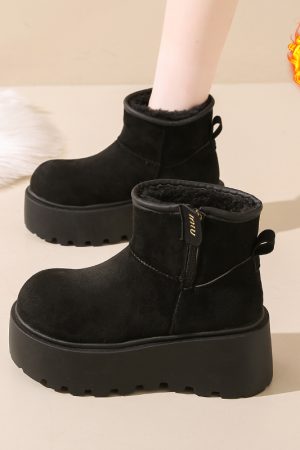Thick-Soled Winter Snow Boots for Women, 2024 Height-Increasing Martin Boots with Plush Warm Northeastern Cotton
