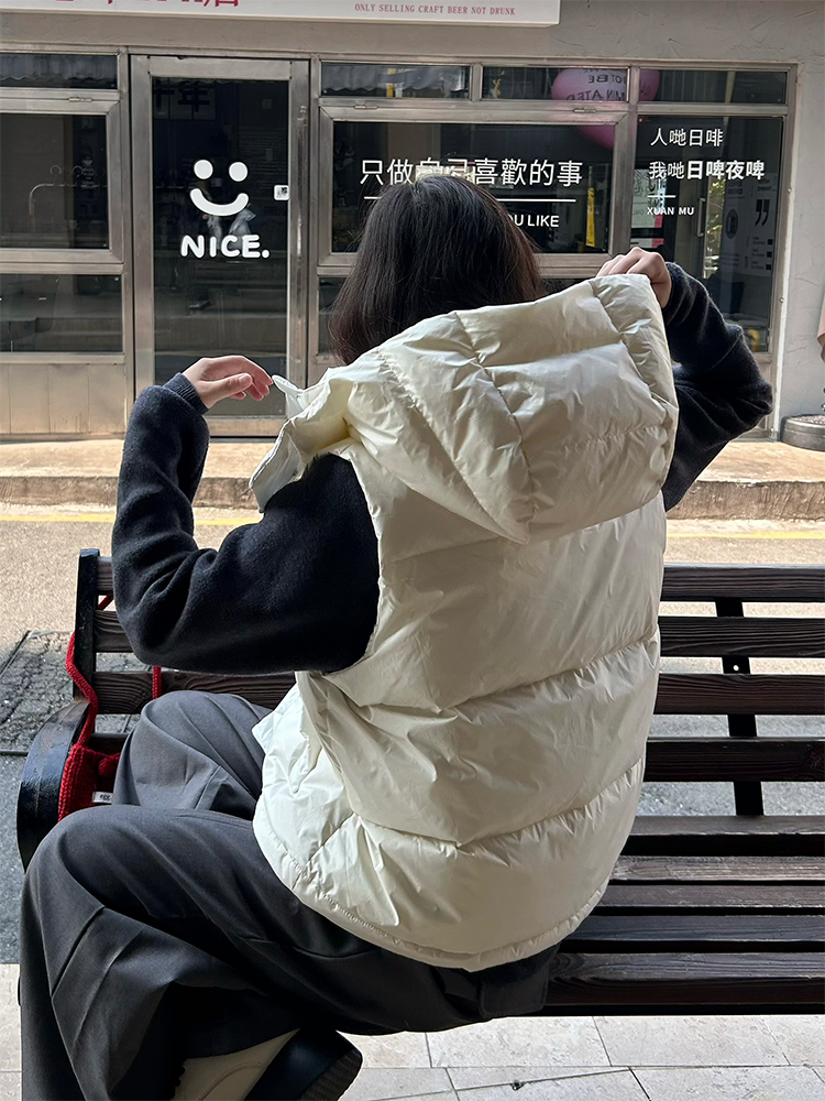 Thickened Warm Slim Fit Hooded Vest Jacket - Trendy Winter Outerwear with Slogan Design for Effortless Style Thickened Warm Slim Fit Hooded Vest Jacket - Trendy Winter Outerwear with Slogan Design for Effortless Style