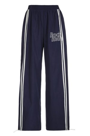 Thin Hip-Hop Embroidered Striped Color-Blocked Casual Pants for Women | Loose Versatile Stylish Dancewear Long Pants