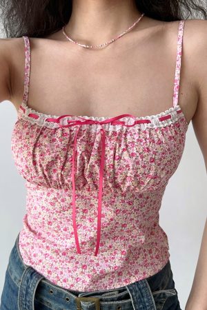 Three-Dimensional Cut Floral Camisole - Women's Slim Fit Sleeveless Top in European & American Style, Y2K Inspired Fashion