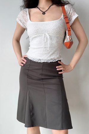 Three-Dimensional Cut Mermaid Skirt - Women's Mid-Waist A-Line Slimming Skirt in European American Style