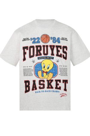 Trendy American Bird Basketball Letter Print Short Sleeve T-Shirt for Couples - Spring Summer Style, Casual Y2K Vibe