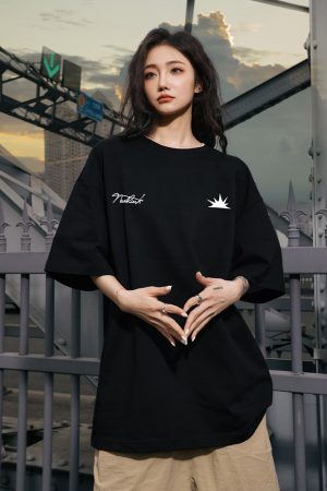 Trendy American Minimalist Short-Sleeve T-Shirt for Men, Loose Fit Plus Size Couple's Top for Spring Fashion