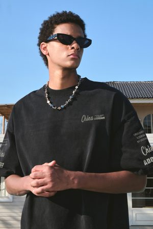 Trendy American Retro Letter Print Short-Sleeve T-Shirt for Couples â€“ Unisex Loose Fit Summer Style 2025