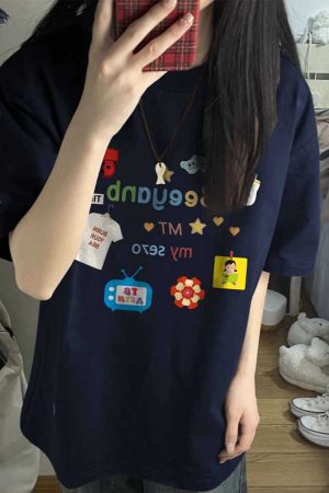 Trendy American Retro Pure Cotton Short-Sleeve T-Shirt for Men and Women - Plus Size Loose Fit Couple Outfit Top