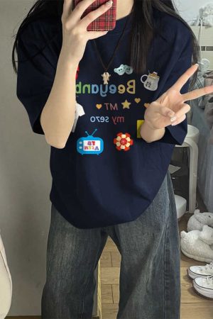 Trendy American Retro Pure Cotton Short-Sleeve T-Shirt for Men and Women - Plus Size Loose Fit Couple Outfit Top