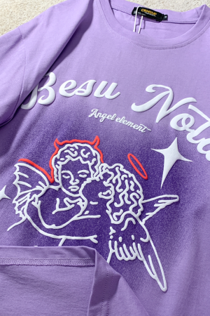 Trendy American Style Heart Graphic Pure Cotton Short-Sleeve T-Shirt for Men and Women Plus Size Loose Fit Round Neck Streetwear