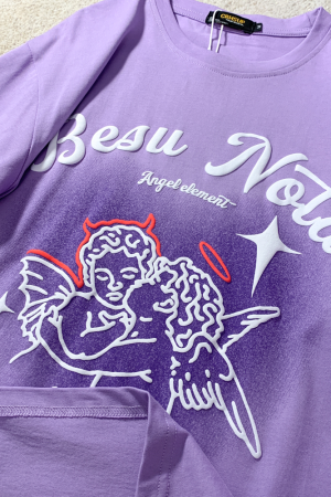 Trendy American Style Heart Graphic Pure Cotton Short-Sleeve T-Shirt for Men and Women Plus Size Loose Fit Round Neck Streetwear