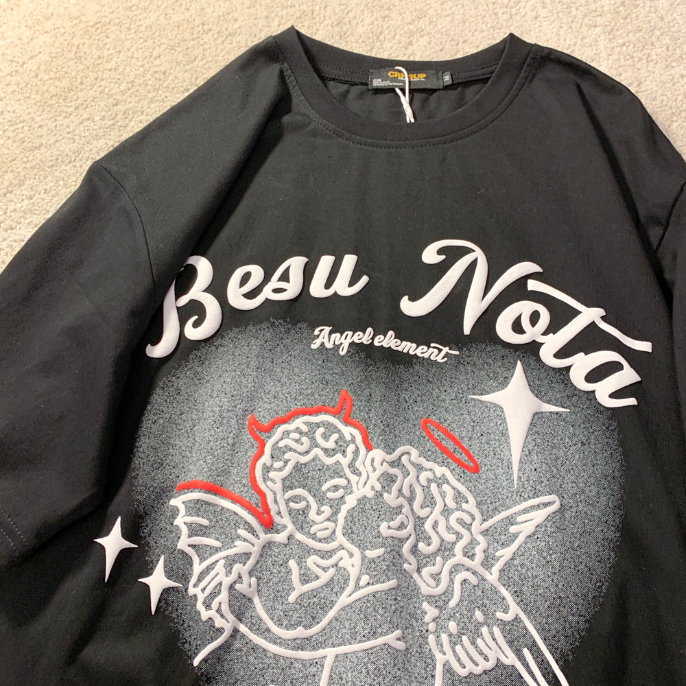 Trendy American Style Heart Graphic Pure Cotton Short-Sleeve T-Shirt for Men and Women Plus Size Loose Fit Round Neck Streetwear Trendy American Style Heart Graphic Pure Cotton Short-Sleeve T-Shirt for Men and Women Plus Size Loose Fit Round Neck Streetwear