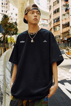 Trendy American Style Letter Short-Sleeve T-Shirt for Men, Loose Fit Plus Size, Cool 2025 Couple Style, Casual Streetwear Fashion