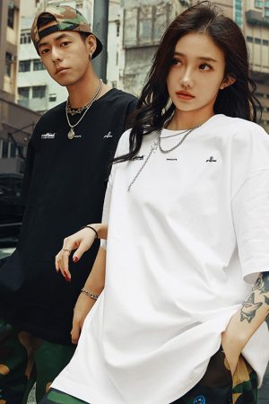 Trendy American Style Letter Short-Sleeve T-Shirt for Men, Loose Fit Plus Size, Cool 2025 Couple Style, Casual Streetwear Fashion