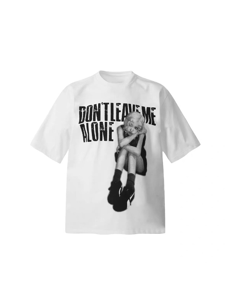 Trendy American-Style Portrait Printed Short-Sleeve T-Shirt for Women - Summer Loose Fit Pure Cotton Slimming Tee Top Trendy American-Style Portrait Printed Short-Sleeve T-Shirt for Women - Summer Loose Fit Pure Cotton Slimming Tee Top