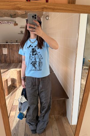 Trendy American Style Printed Dog T-Shirt for Women, Short Sleeve Round Neck, Stretchy and Slightly Loose Summer Top